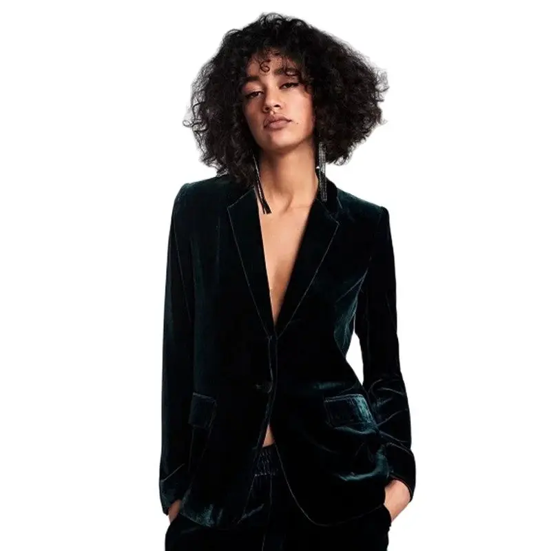

2022 Rushed Real Jacket Jaqueta Feminina Europe And The Popular Autumn Winter Dark Velvet One Buckle Coat Female