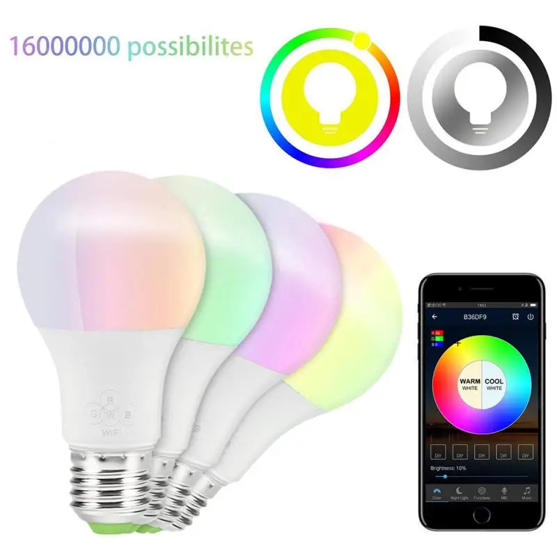 

1Pc Smart LED Bulb RGB Led Light Bulb Color Changing 4.5W Wifi Bulb Work With Alexa & Google Home Assistant