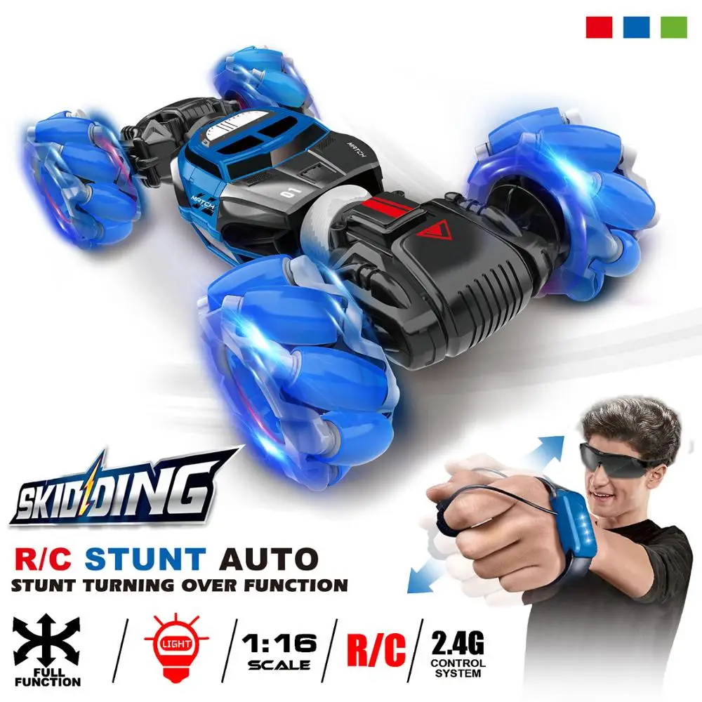 1:16 4WD RC Stunt Car Watch Control Deformable Gesture Induction with LED Light Electric Transform Drift Rock Crawler Roll Car
