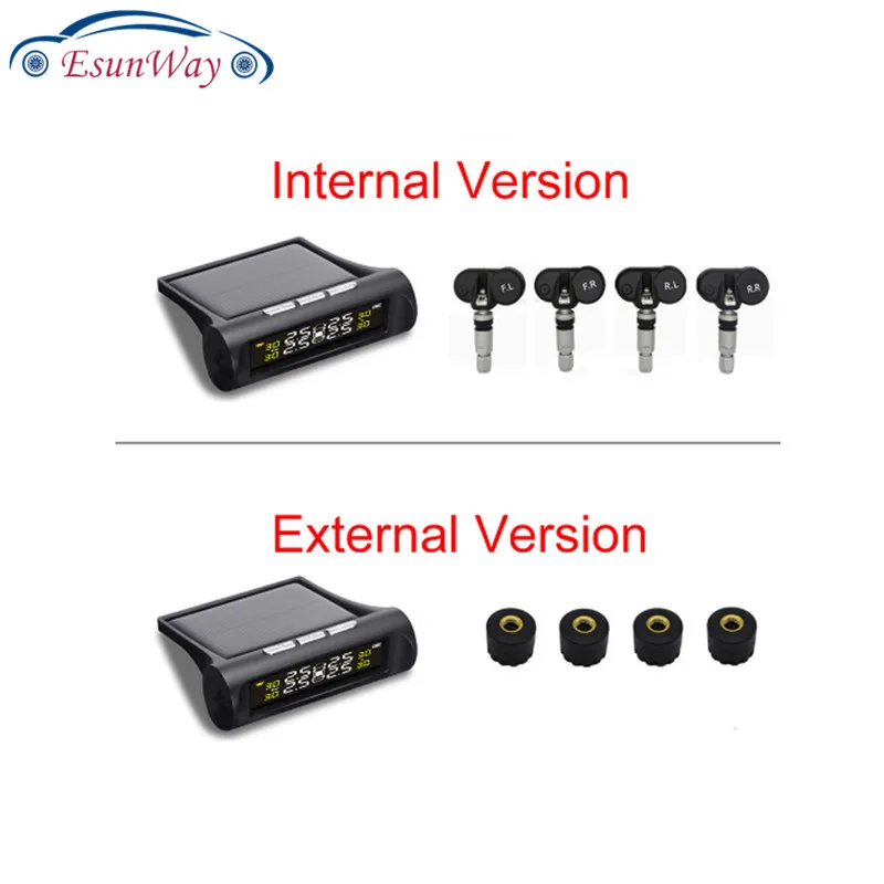 Solar TPMS Car Tire Pressure Alarm Monitor System 4 Wheel Internal External Tyre Sensor Temperature Alert D02W D02N D01W Visture |