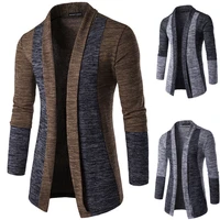 stylish mens slim fit suit business solid knitted jumper cardigan coat warm tops