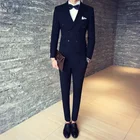 Новинка; Лидер продаж на продажу, зеленыйкоричневыйчерный Для мужчин Ужин Выходные туфли на выпускной бал Для мужчин костюмы Свадебные смокинги для жениха двубортный мужской Для мужчин костюм