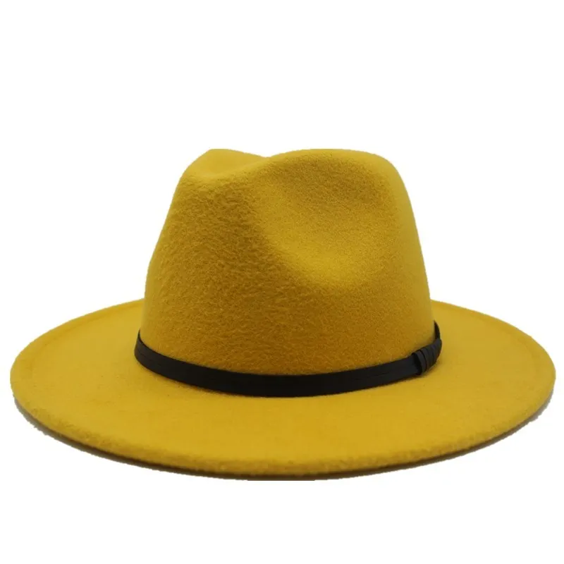 Winte шерсть фетр Джаз Fedoras шапки со шнурками Пряжка декор для женщин унисекс Панама с широкими полями Трилби ковбойская Кепка Панама