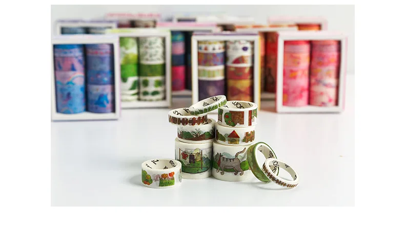 10 шт./компл. милый Единорог лента Washi Kawaii Голубой океан декоративная клейкая лента цветок малярный скотч для Скрапбукинг фотоальбомы