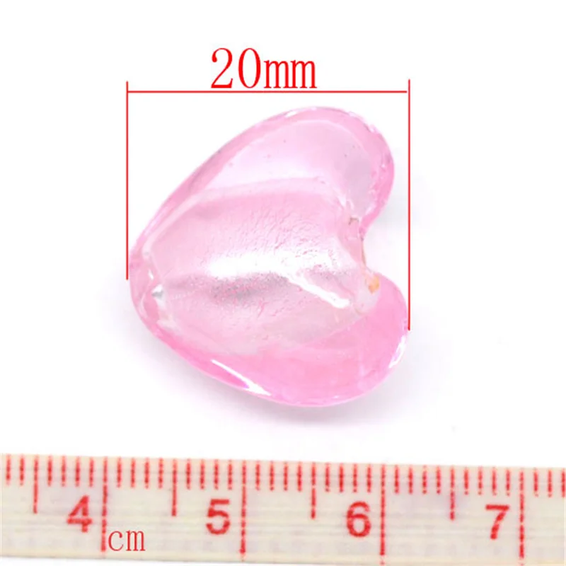 10 шт. бусины из фольги с розовым сердечком для браслета ожерелья ювелирных