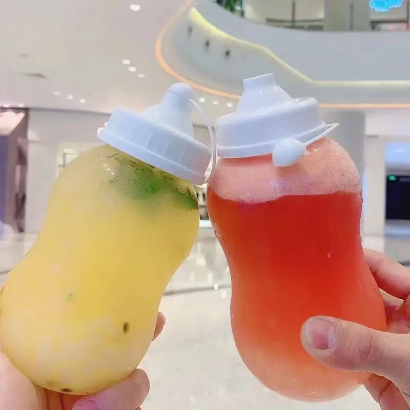 

10pcs Net red PET plastic cold drink yogurt bottle 300ML 350ML 450ML 500ML 650ML 700ML clear cup party juice tea cup with lid