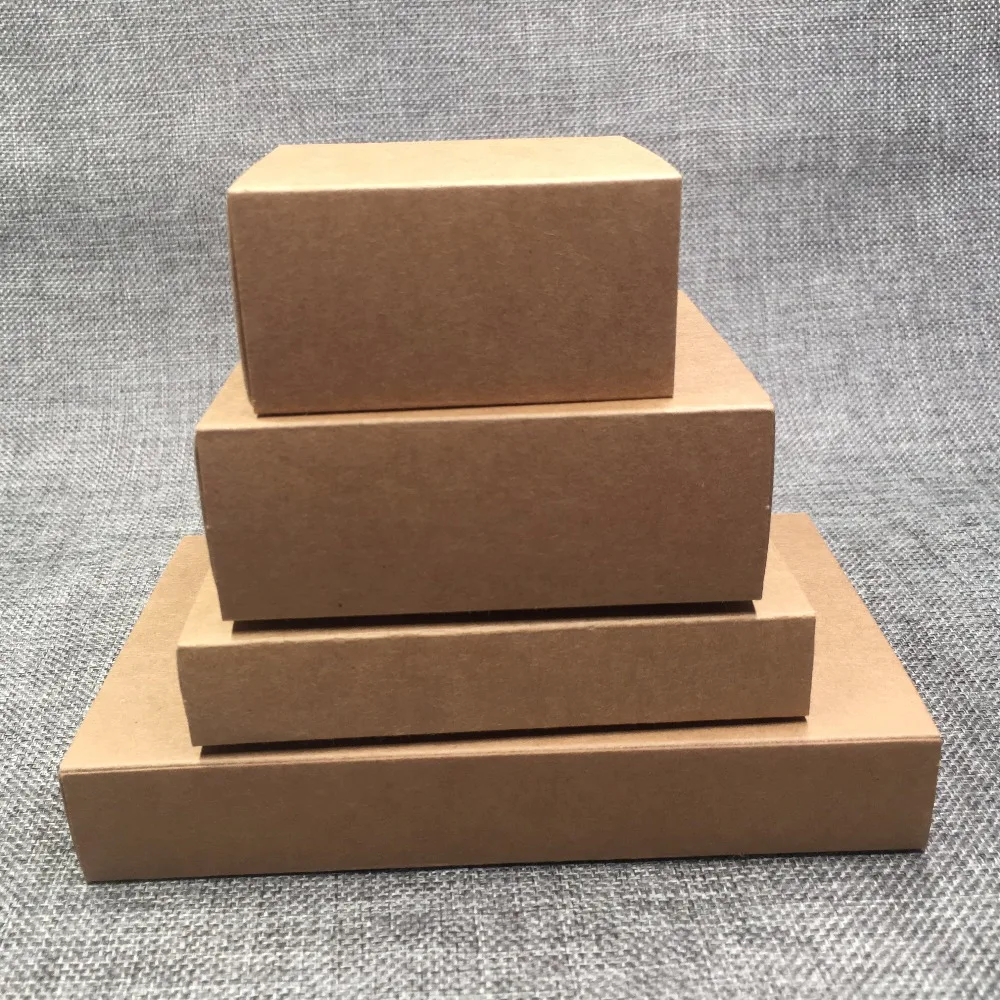 

24pcs/lots Kraft Paper Drawer Boxes DIY Blank Gift boxes for Handmade Soap\Crafts\Jewelry\Macarons\Candy Packing Boxes 4 Size