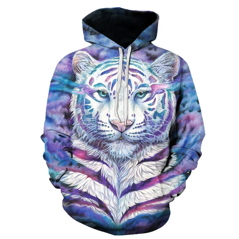 

2021 new pullover tiger 3d printing hooded sweater autumn and winter hoodie men's and women's coat jacket thin velvet