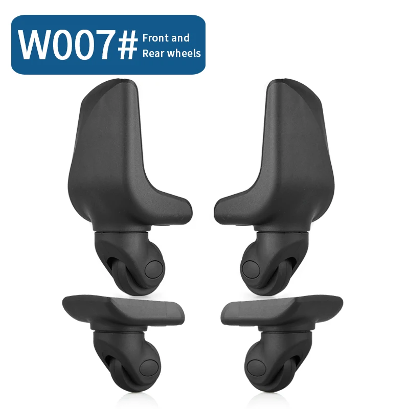 W007(4 Wheels)Black Сменные колеса для багажа, чемодана, продукт, дорожная сумка, колесики для ремонта, износостойкая тяга, коробка, багажные колеса - Цвет: W007(4 Wheels)Black