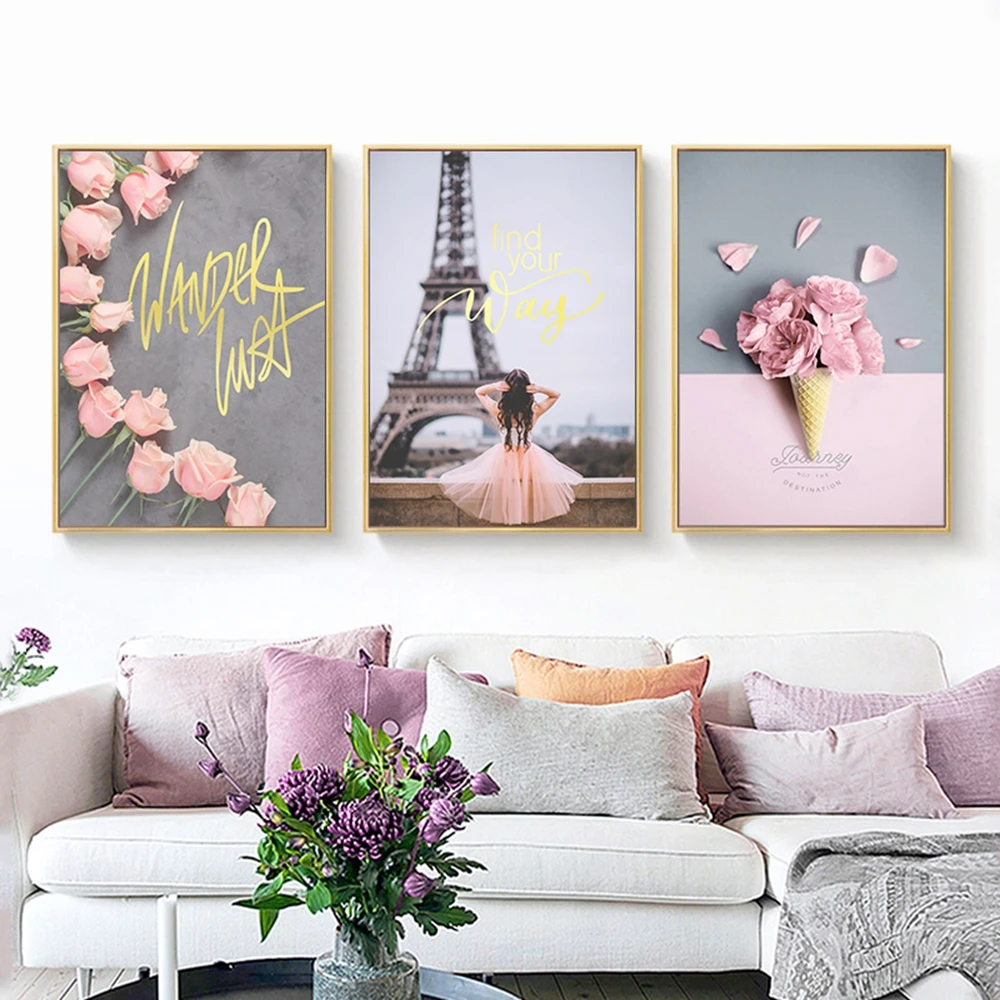 

Nordic Canvas Painting Posters And Prints Paris Tower Street Landscape Wall Pictures For Living Room decoration plakat obrazy