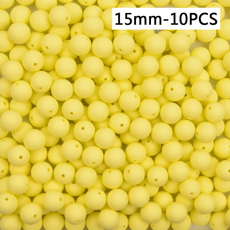 15mm-10PCS Силиконовые бусы 9/12/15 мм Детские Прорезыватель для зубов круглый Прорезывания Зубов Силиконовые Бусины Perle силиконовый зубного прикуса станет заметно Прорезывания Зубов Бусины для изготовления ювелирных изделий - Цвет: 15mm-10PCS