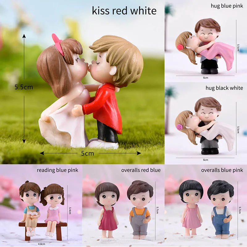 1 Pair Romantic Couples Figurines DIY Micro Landscape Mini PVC Home Ornaments Fairy Garden Miniatures Cute Boy and Girl Lovers | Дом и сад