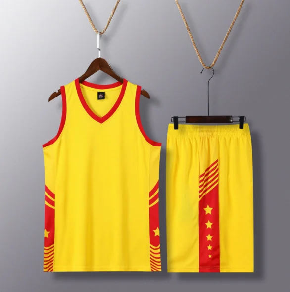 

men basketball jersey set pocket college team basketball training suit breathable basketball jersey set uniform customized