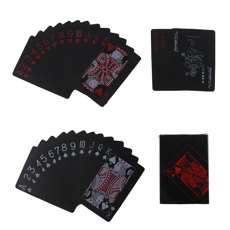 

Black PET Metal Feel Poker Waterproof Playing Cards Games Magic Tricks Kids Toys for Children Professional Magicians Props Adult