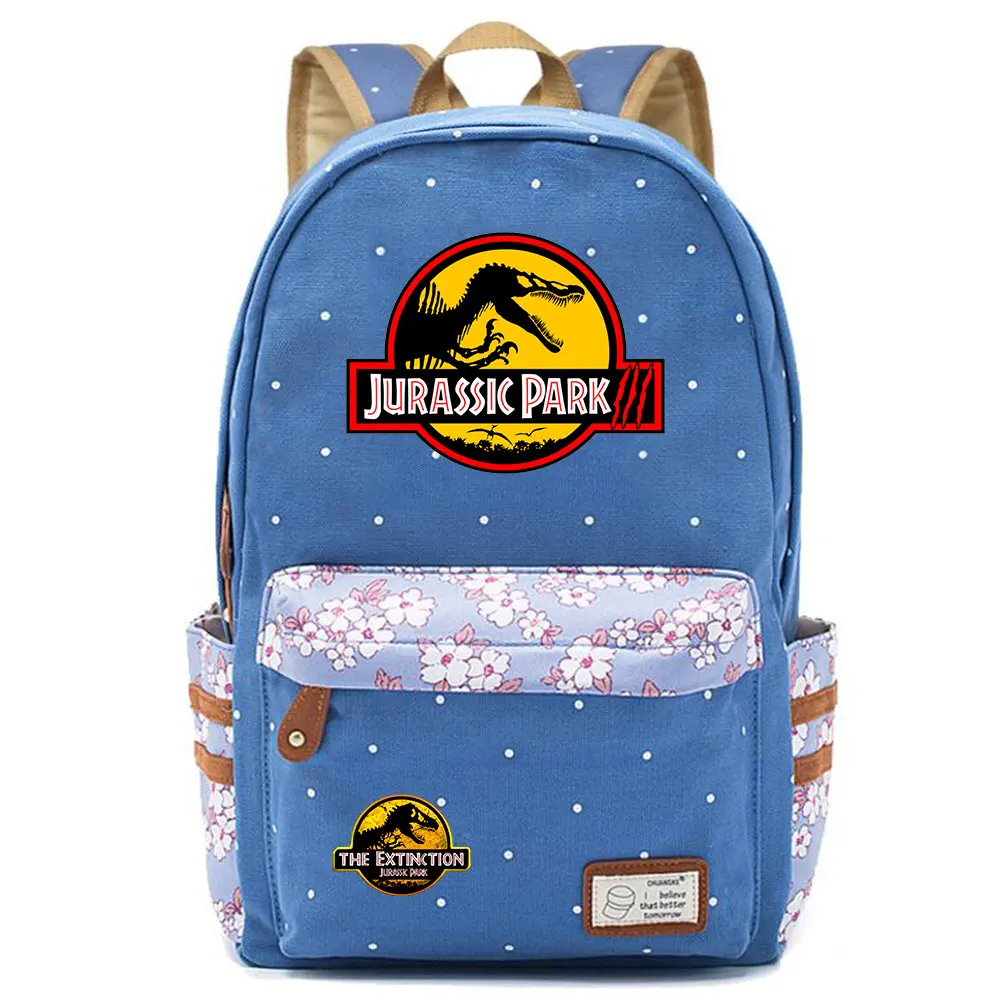 Adventure Dinosaur Jurassic Park World Flowers Dot Boy Girl School bag Women Bagpack Teenagers Canvas Lady Femme Backpack | Багаж и сумки
