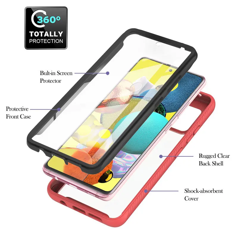

For Samsung A51 Case Fashion Transparent Phone Case For Samsung Galaxy A51 5G SM-A516B A516 Hybrid Soft Bumper Dual-Layer Cover