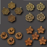 6pcs flower of life pendants retro earrings bracelet metal accessories diy charms jewelry crafts making a1263