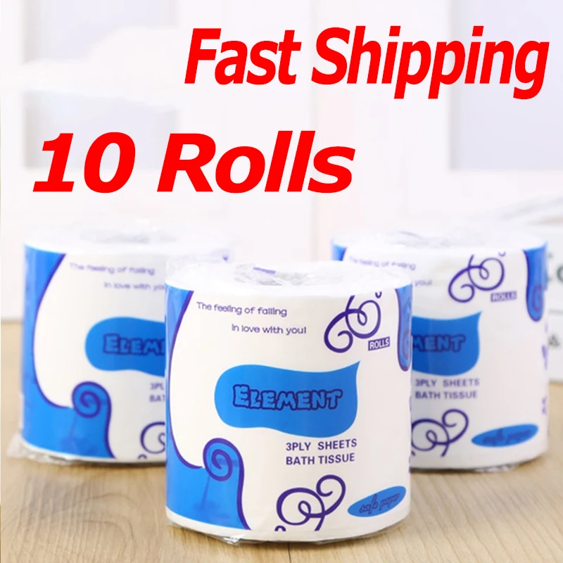 10 рулонов туалетной бумаги оптом банные салфетки для ванной комнаты мягкие белые