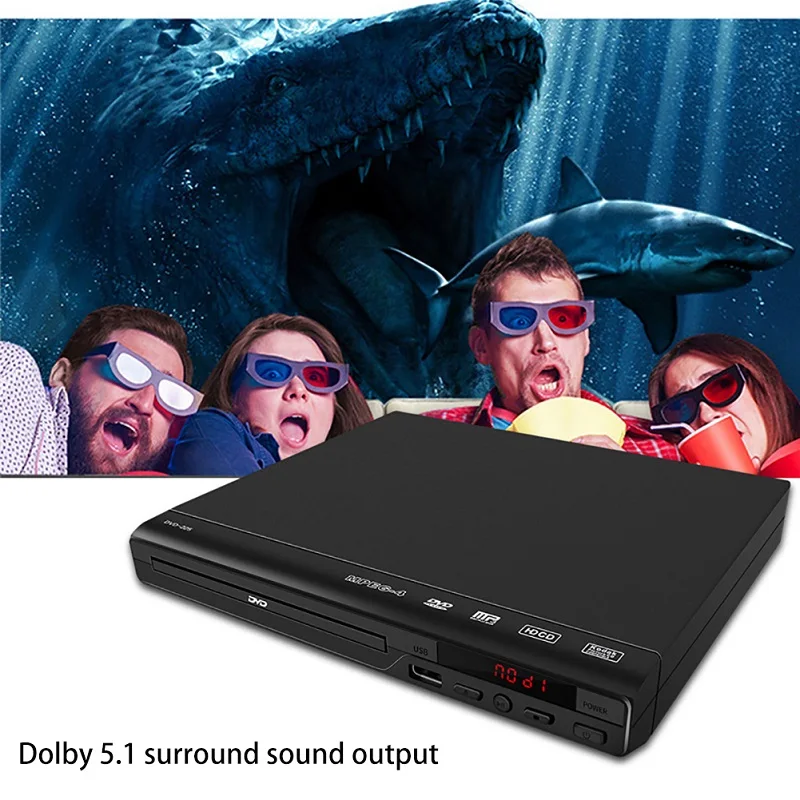 

HD 1080P With AV Cable Media DVD Player For TV Music 5.1 Surround Sound Entertainment USB Compatible All Region Free Home Movie