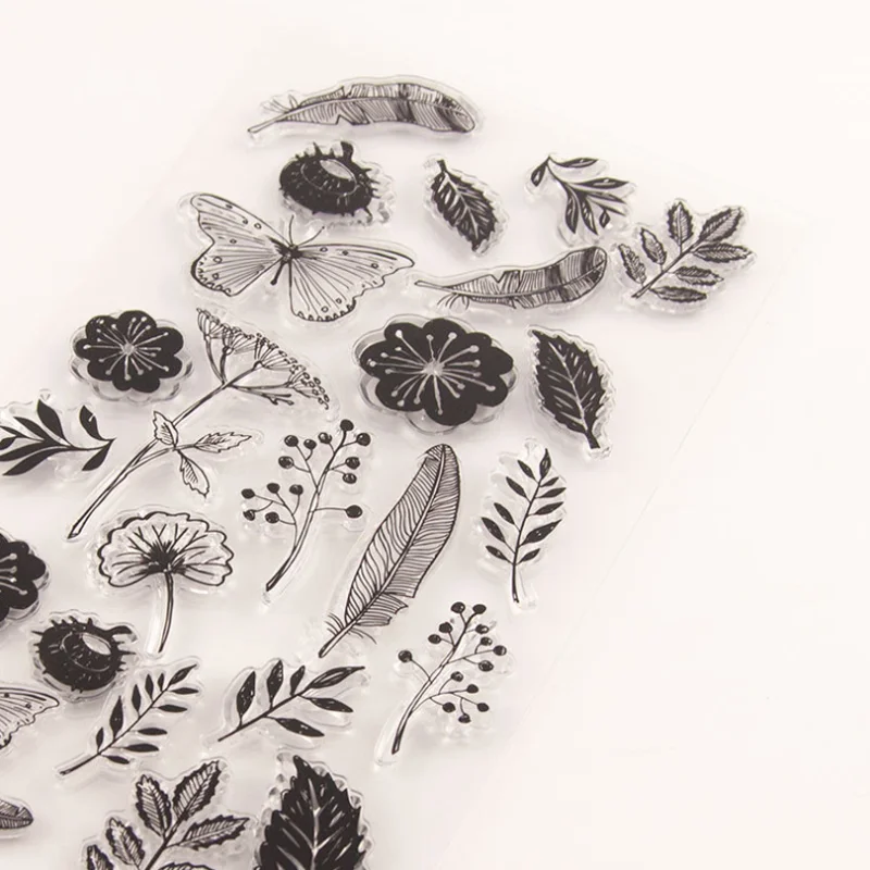 1 шт Бабочка Листья силиконовый прозрачный чехол печать штамп DIY тиснение для