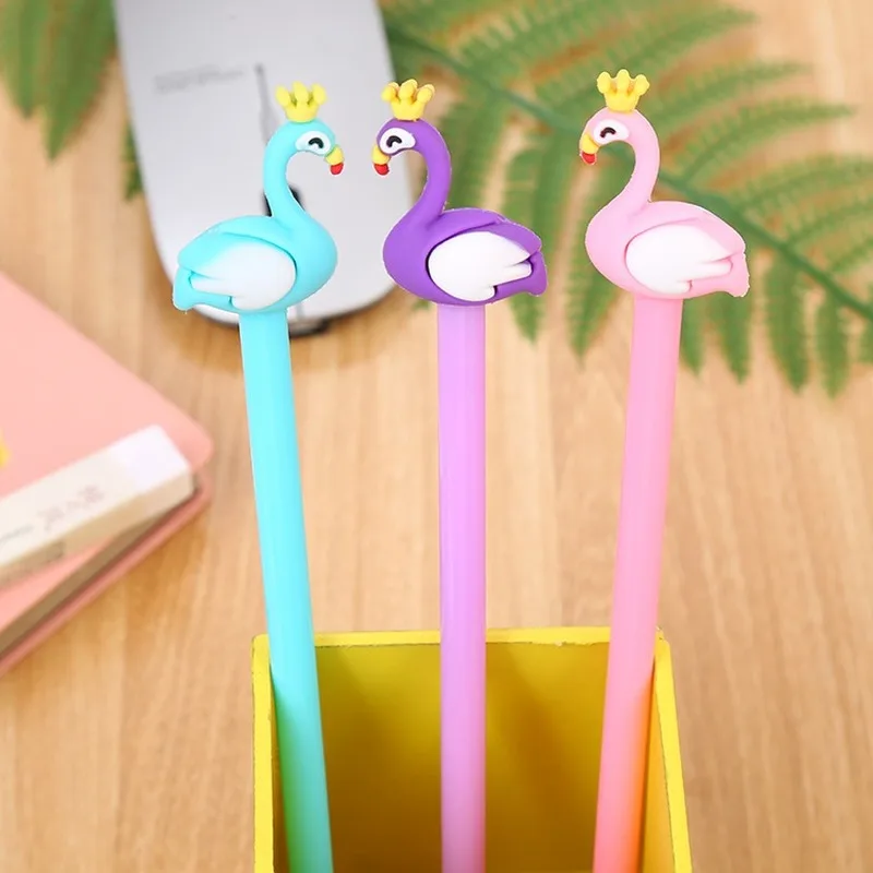 20 PCs Cartoon Flamingo Neutral Pen Creative Stationery Swan Gel Pens Set Cute School Office Supplies Water-Based Sign Pen