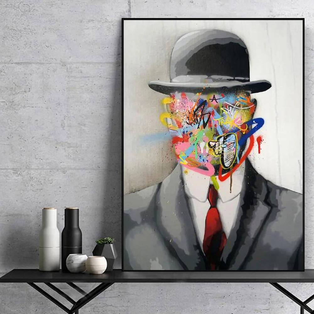 

MAGRITTE Graffiti Art Canvas Paintings on the Wall Art Posters and Prints Abstract Street Wall Pictures Home Room Decoration