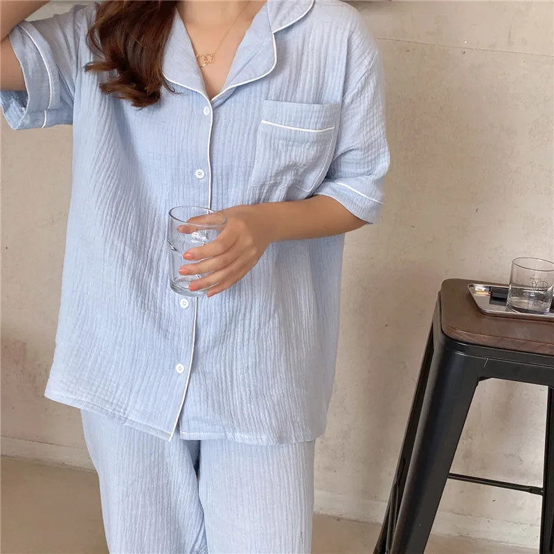 

Alien Kitty Comfortable New Cotton Solid Summer Casual 2021 Sleepwear Hot Vintage Women Home Chic Fashion Pajamas Suits Sets