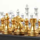 Средневековый Шахматный набор с высококачественной шахматной доской, 36 золотых, серебряных шахматных частей, магнитная настольная игра, наборы шахматных фигур, кард-доска