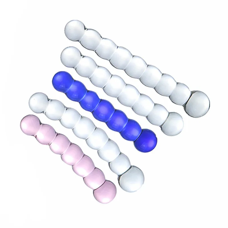Анальная пробка Pyrex Glass Большой Хрустальный фаллоимитатор 8 бусин искусственный