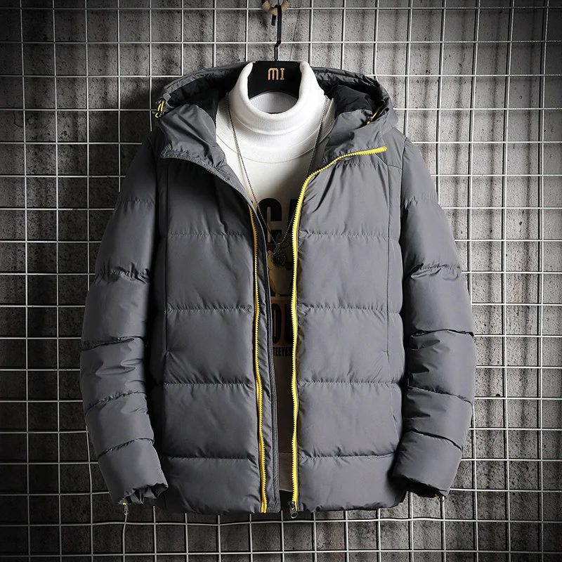 

2021 Winter New Men's Japanese Loose Hooded Cotton Jacket Solid Color Large Size Trend Ins Cotton Jacket Men
