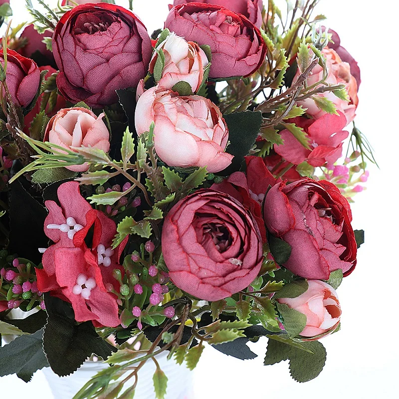 Искусственный чайный розовый Европейский стиль 6 осенних цветов Шелковый цветок