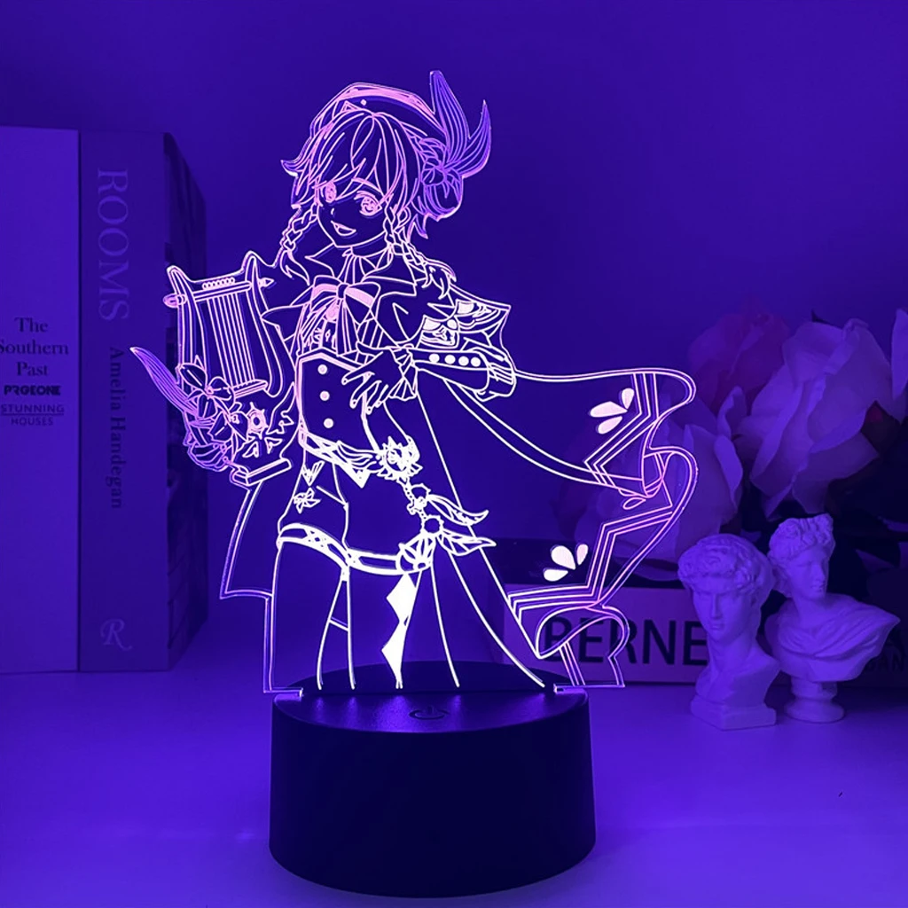 

Hot Anime Figure Game Genshin Impact Night Light LED 3D Atmosphere Illusion Lamp For Indoor Bedroom Decor Indie Kids Gift