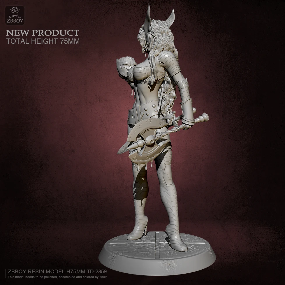 

75mm Resin model kits Female Axe Soldier self-assembled TD-2359