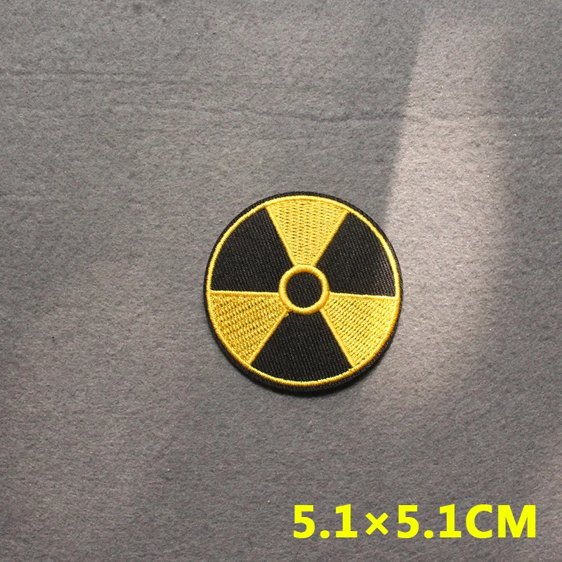 

Nuclear Biochemical Warning sign Patches For Clothing Punk Clothes Stripes Ban Badge Patch Embroidered Patches On Clothes Decor