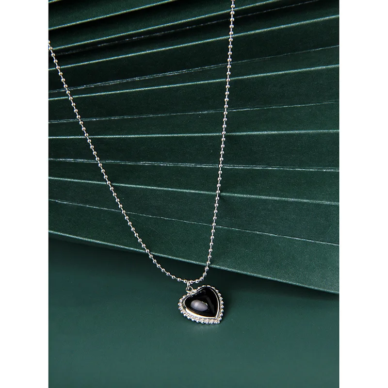 Женское ожерелье из серебра 925 пробы с черным ониксом | Украшения и аксессуары