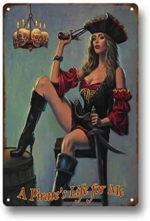 

Outdoor decorative signage Pirate's life, pirate retro fun rules sign plaque metal poster iron painting wall decoration