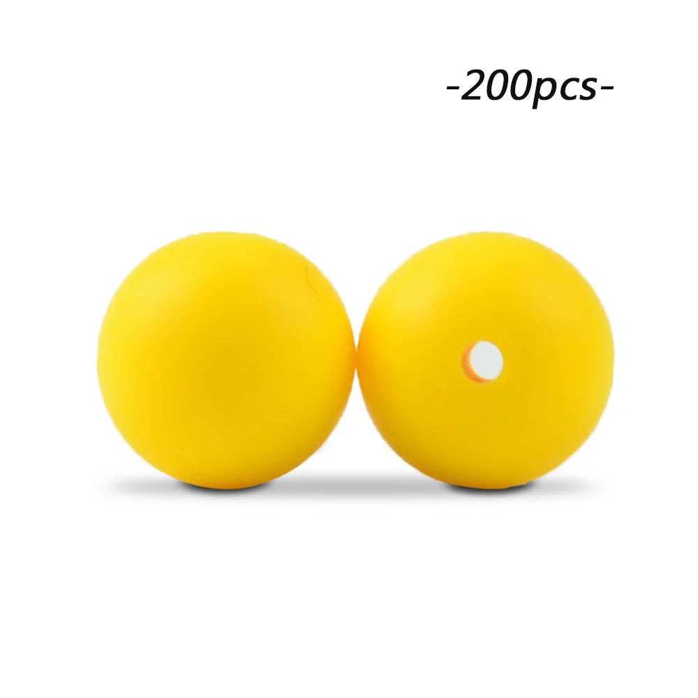yellow LOFCA 200 шт./лот, силиконовые бусины, 15 мм, Круглый прорезыватель, ожерелье, детский прорезыватель, игрушка, BPA бесплатно, сделай сам, жевательные подвески, аксессуары для новорожденных, кормящих - Цвет: yellow