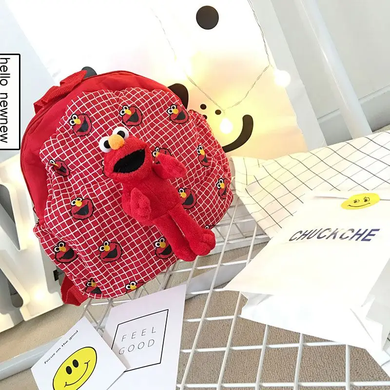 Красный Плюшевый Рюкзак Elmo, аниме Улица Сезам, школьный рюкзак для детей, сумка для детского сада, плюшевый рюкзак, игрушка, детская школьная сумка, подарок, Мультяшные игрушки