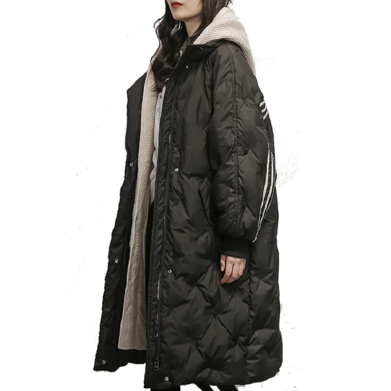 

Fashion Ladies Warm Outwear Thick Hooded Embroidered Loose Casual Down Jacket And Coats Women Long