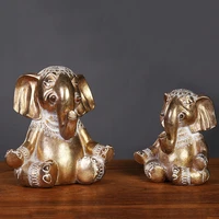 home decors golden yoga elephant ornament antique resin animal figurines living room bookcase decoration sculpture ornament gift