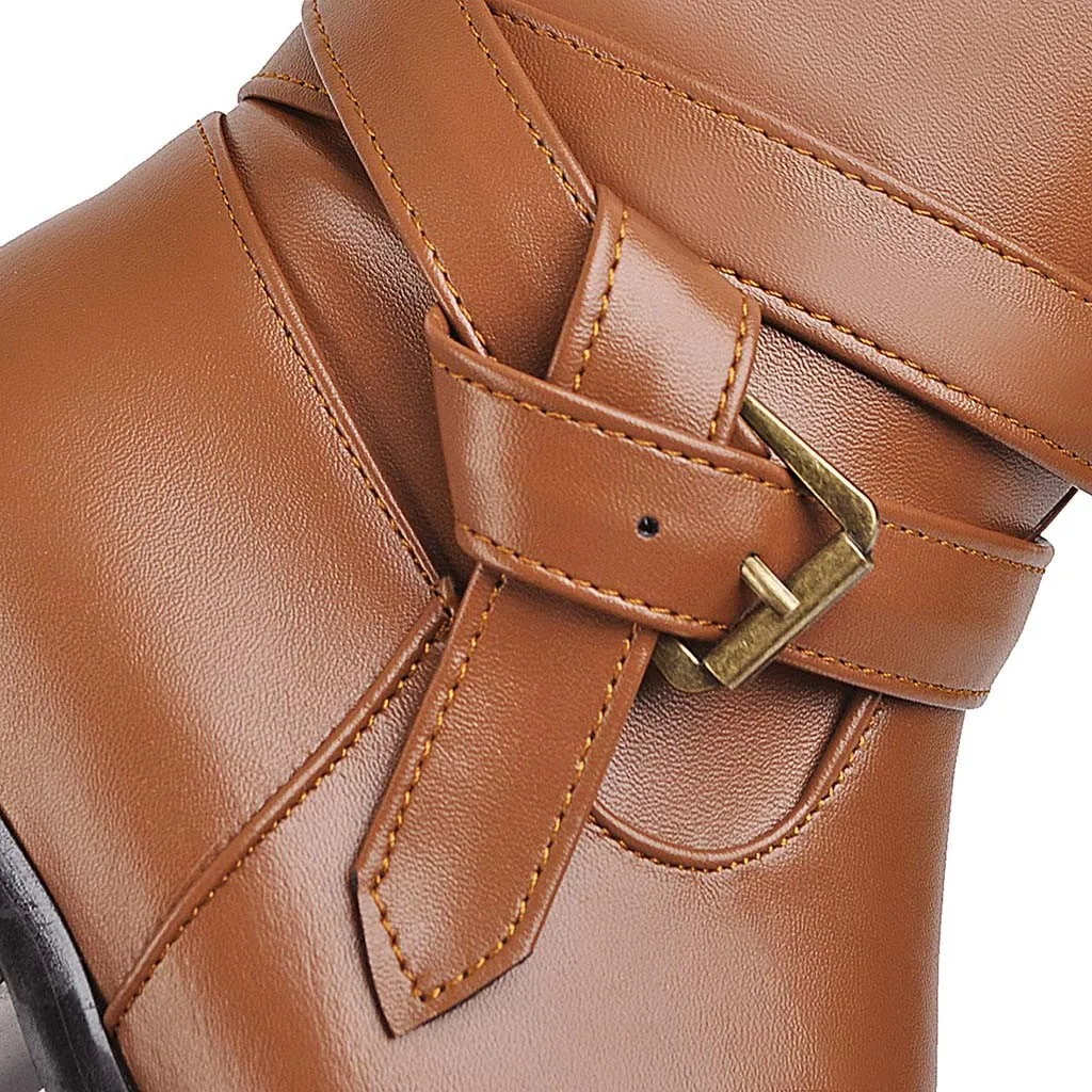 Женские сапоги до колена сезон осень-зима кожаные высокие зимние модная удобная