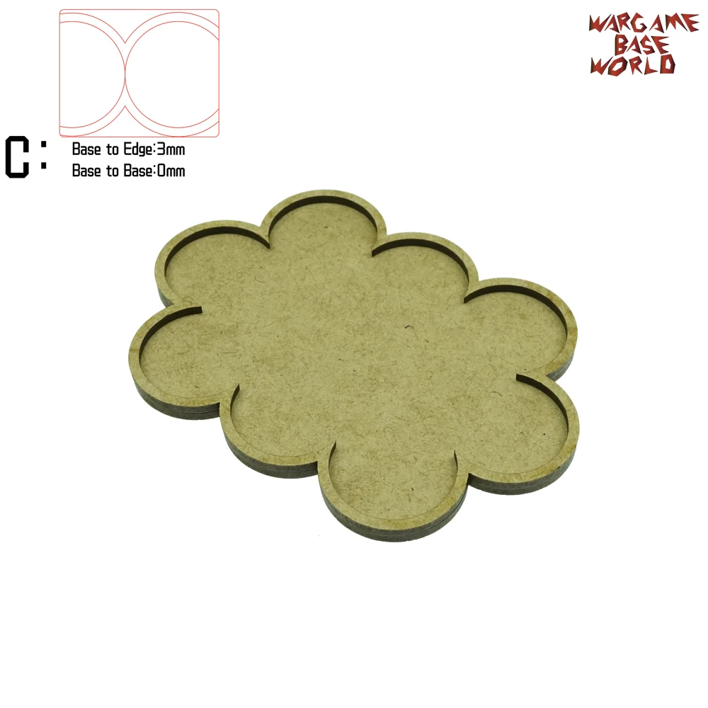 Wargame Base World-Movement Tray-10 цоколей 32 мм круглый-тройной формы MDF - Цвет: edge3basetobase0