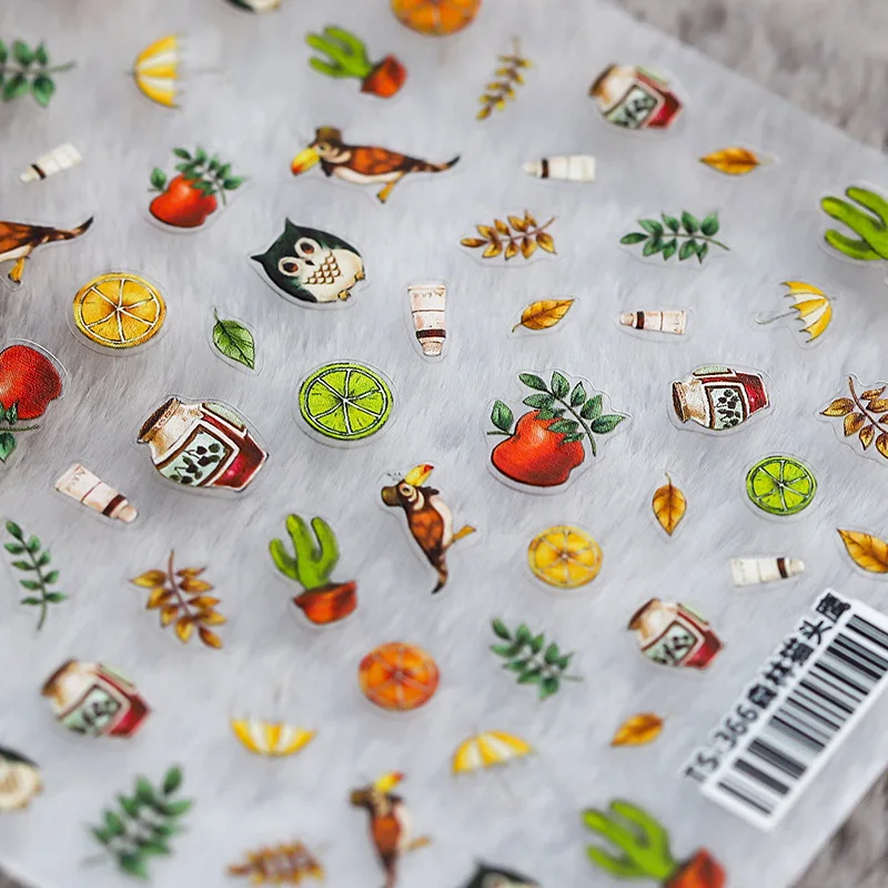 3D-Наклейки для ногтей с изображением леса совы фруктов | Красота и здоровье