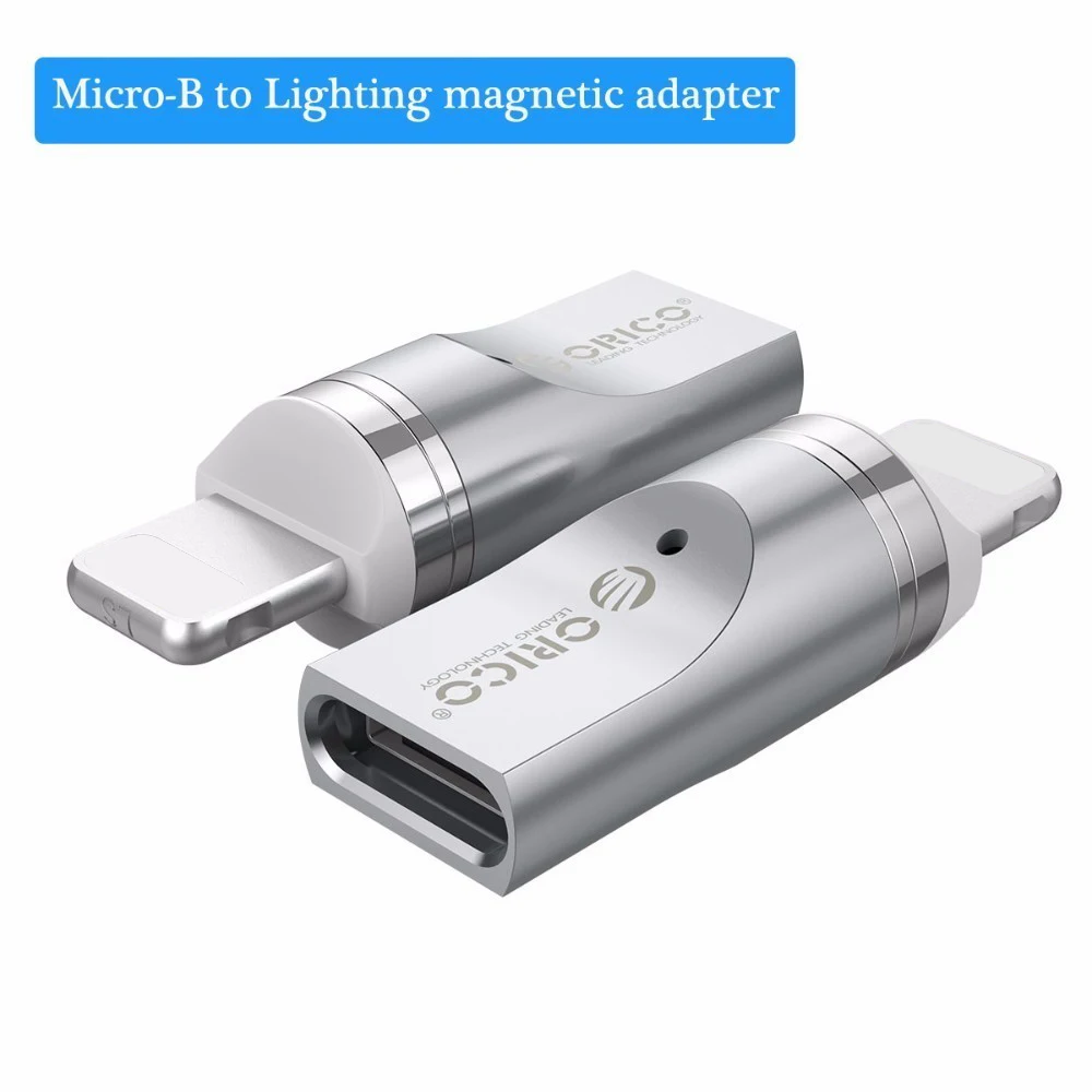 ORICO MicroB к type C освещение Магнитный адаптер быстрой зарядки конвертер для Macbook Pro iPhone samsung Galaxy huawei - Цвет: Micro B to Lighting