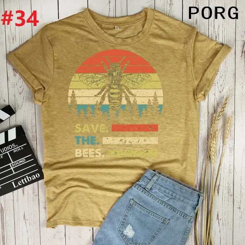 

Save The Bees Women Clothes For Teens Many Colors T Shirt Women Harajuku Kawaii 90s Graphic Cartoon Tshirt Funny Fashion Top