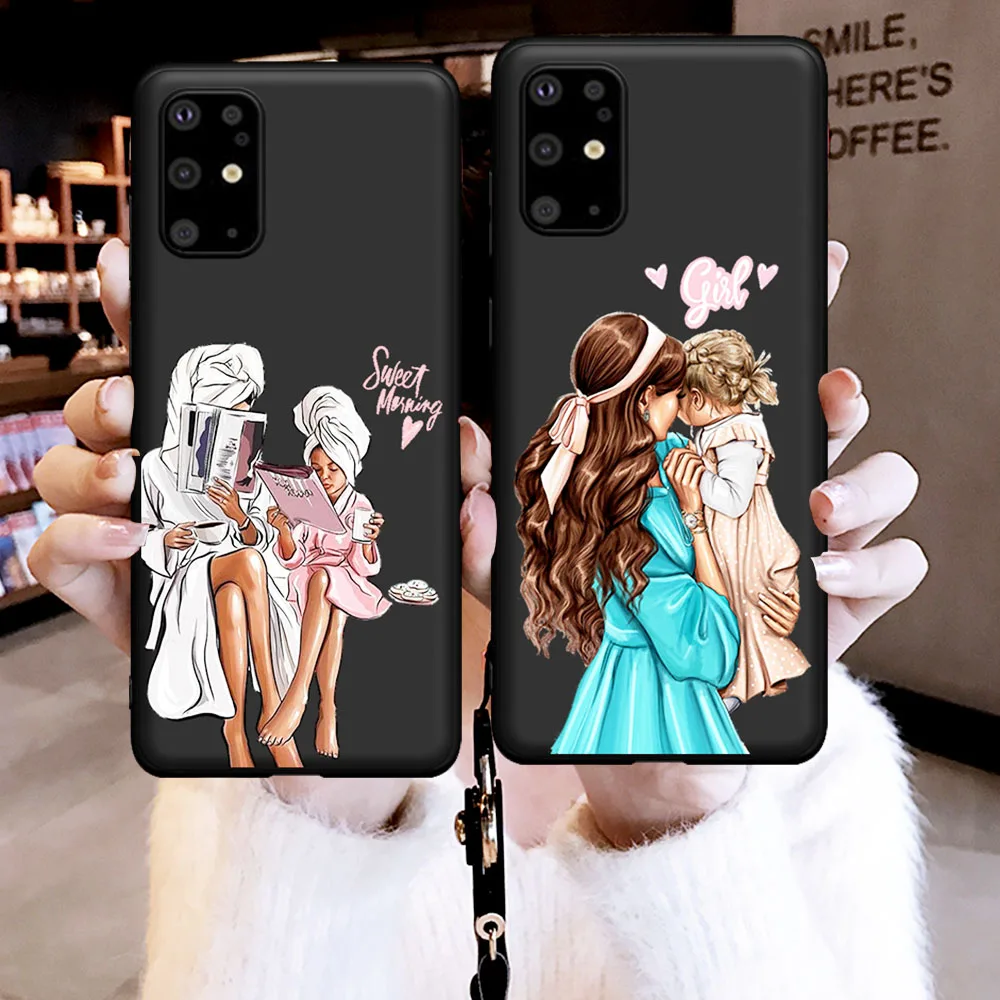

Hot Super Mama Girl Mom Boy Baby Cover Soft Phone Case For Samsung S8 S9 S10 S20 Ultra Plus Note 10 20 Ultra Plus Coque Etui