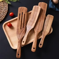 household wood utensils long handle salad stirring drain spatula non stick wooden cooking tools kitchen implement accessories