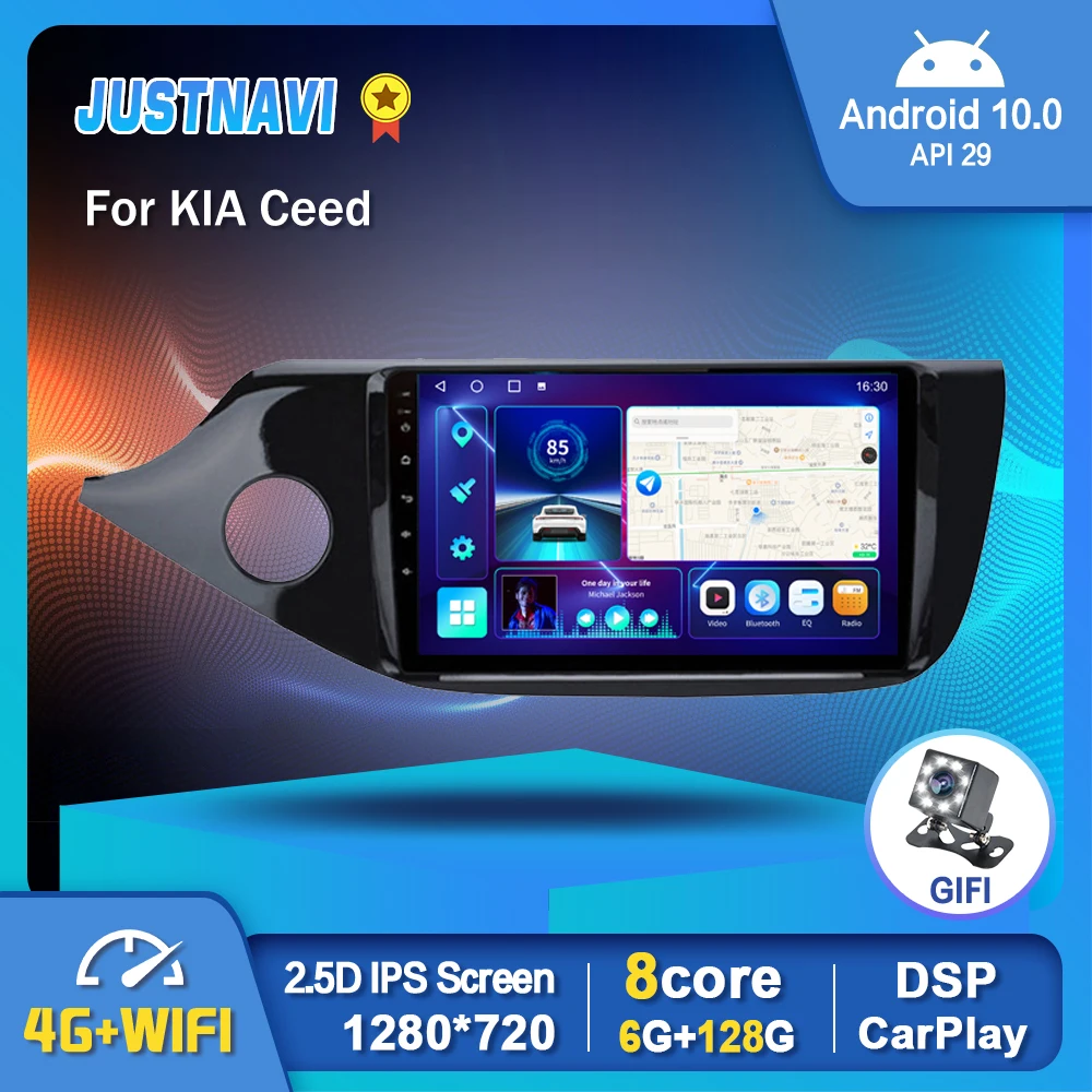 

1280*720P Android 10 Multimedia GPS Car Radio Stereo For KIA Ceed 2012-2015 2016 Carplay Auto Video OBD DSP WIFI 4G No DVD