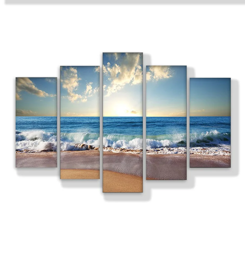 

HD Abstract Modern Decorative Canvas Painting Inkjet Oil Painting Wulian Blue Sky Beach Landscape Painting No Frame