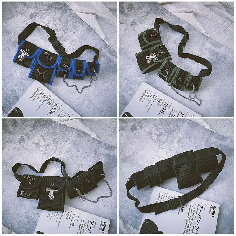 Готическая Панк поясная сумка нагрудные сумки мужской женский классный уличный